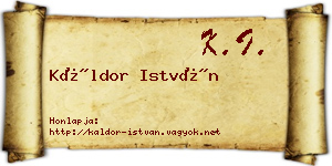 Káldor István névjegykártya
